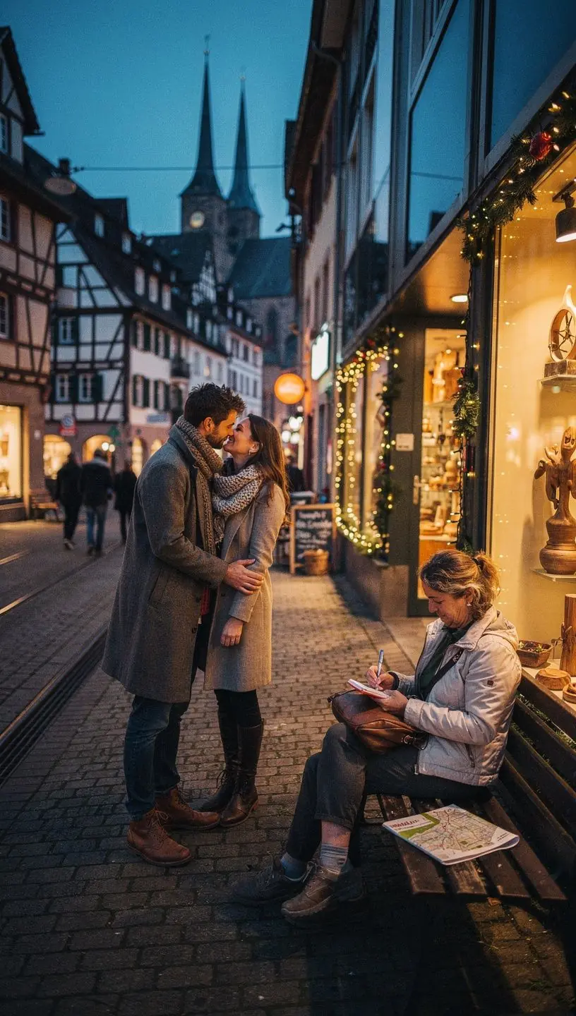 Touristen, die eine mittelalterliche Stadtmauer entlang spazieren und die Architektur bewundern.
